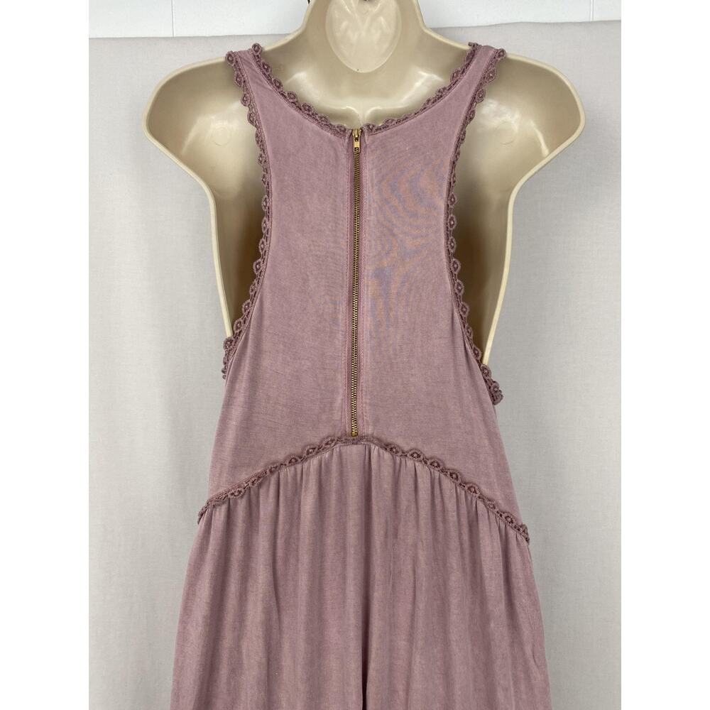 POL Dress Womens Large Dusty Pink Crochet Trim Maxi Boho Flowy Festival Slip Sun - Picture 6 of 13